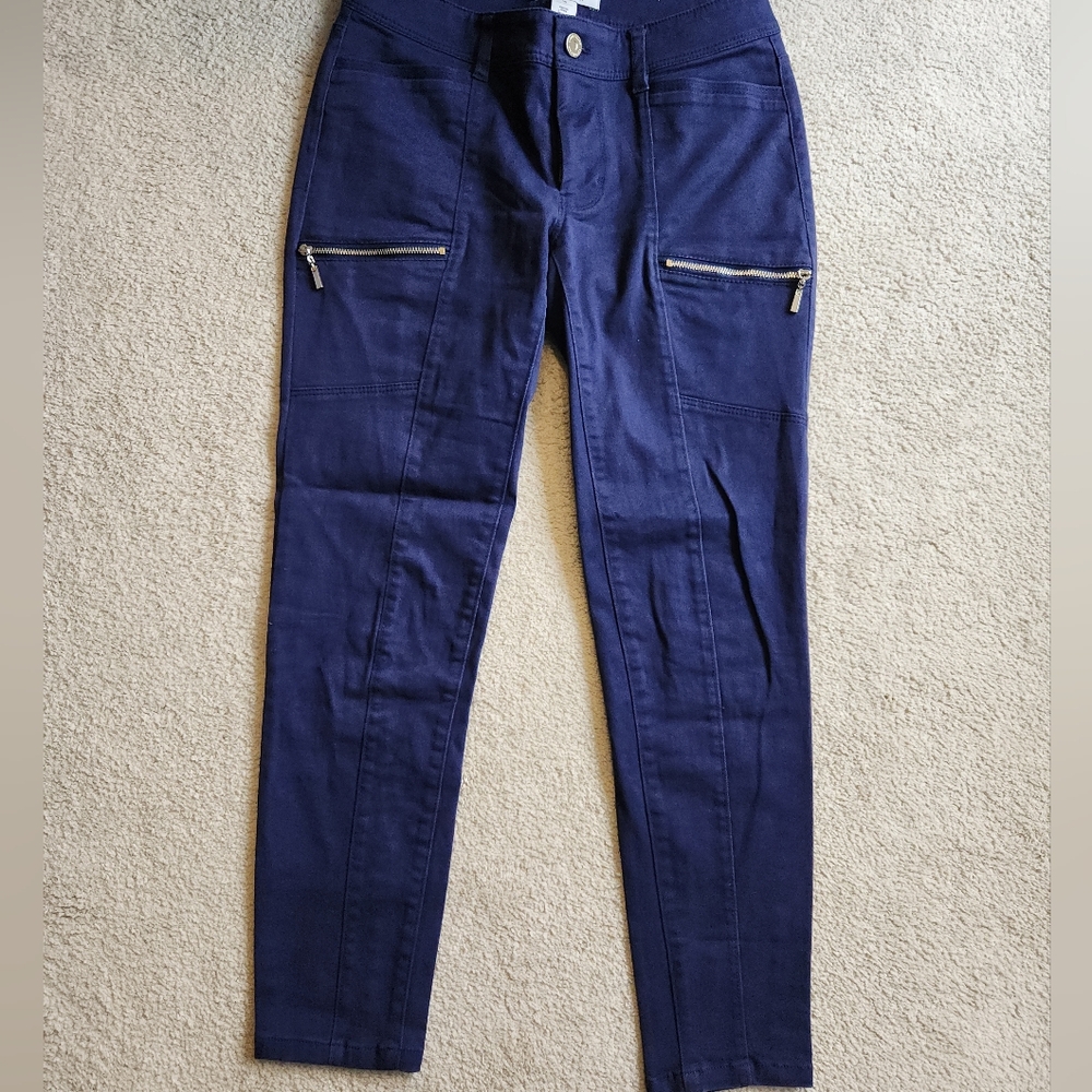 WHBM Navy Blue Jeans with Zippers